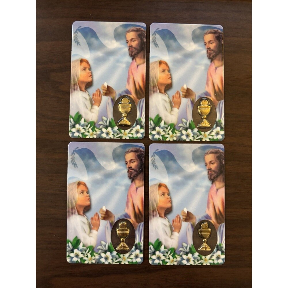 First Holy Communion Keepsake Cards Plastic Laminated In French Language